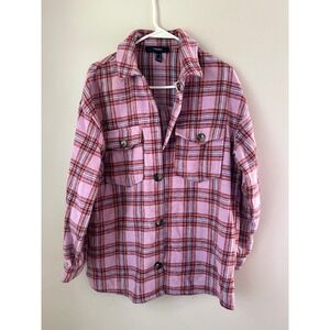 Forever 21 Plaid Flannel Women's Small Shacket Button Up Preppy Cozy Girlcore